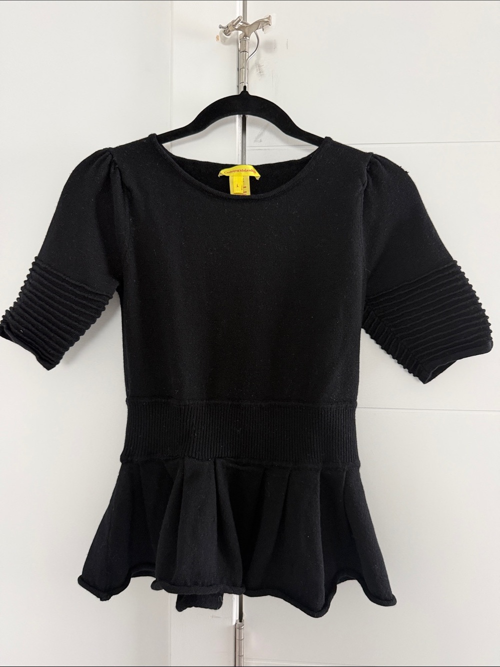 Catherine Malandrino Black Peplum Knit Top